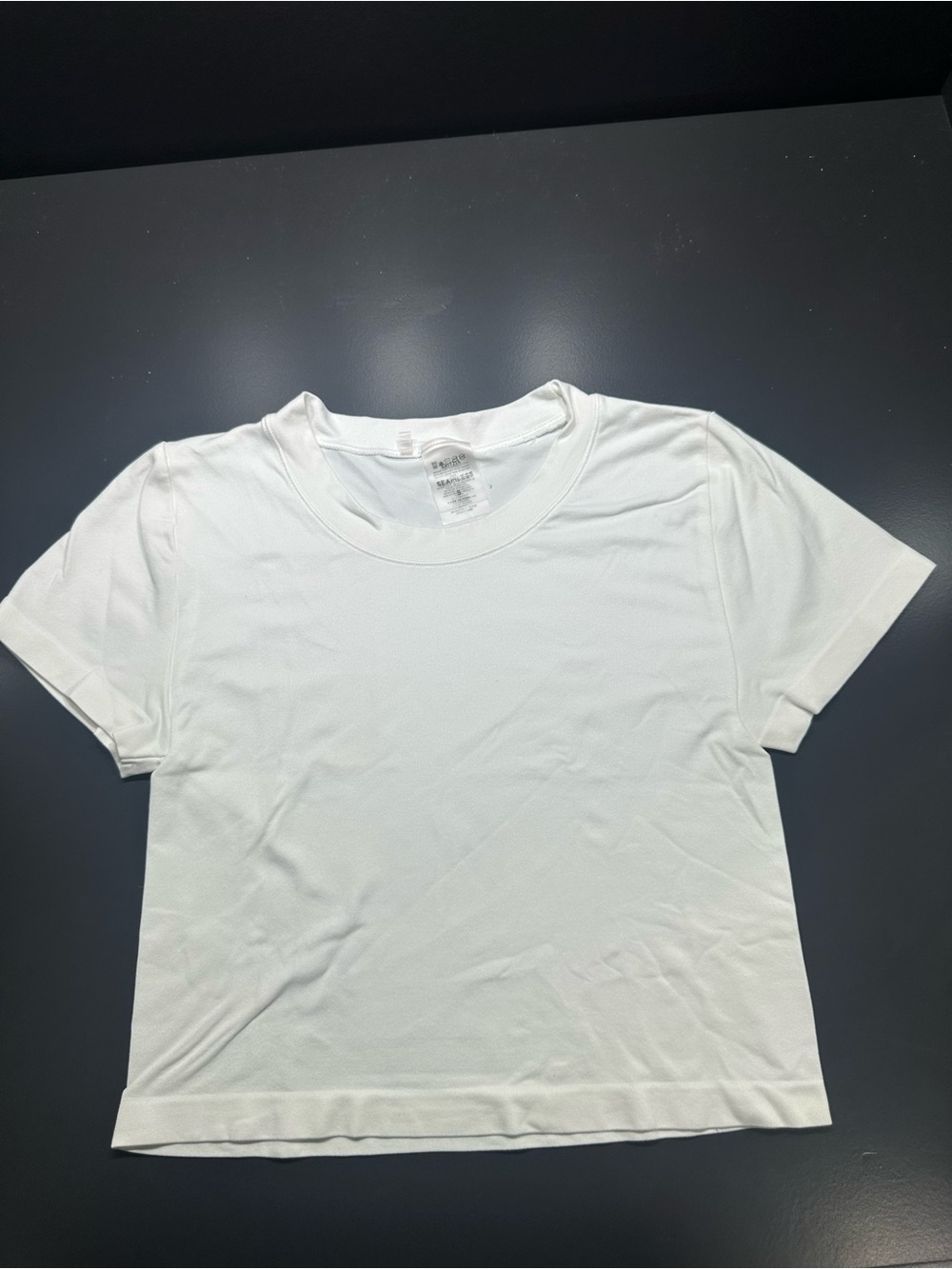 Aritzia White Short Sleeve Crewneck seamless Tee Sz S Like New